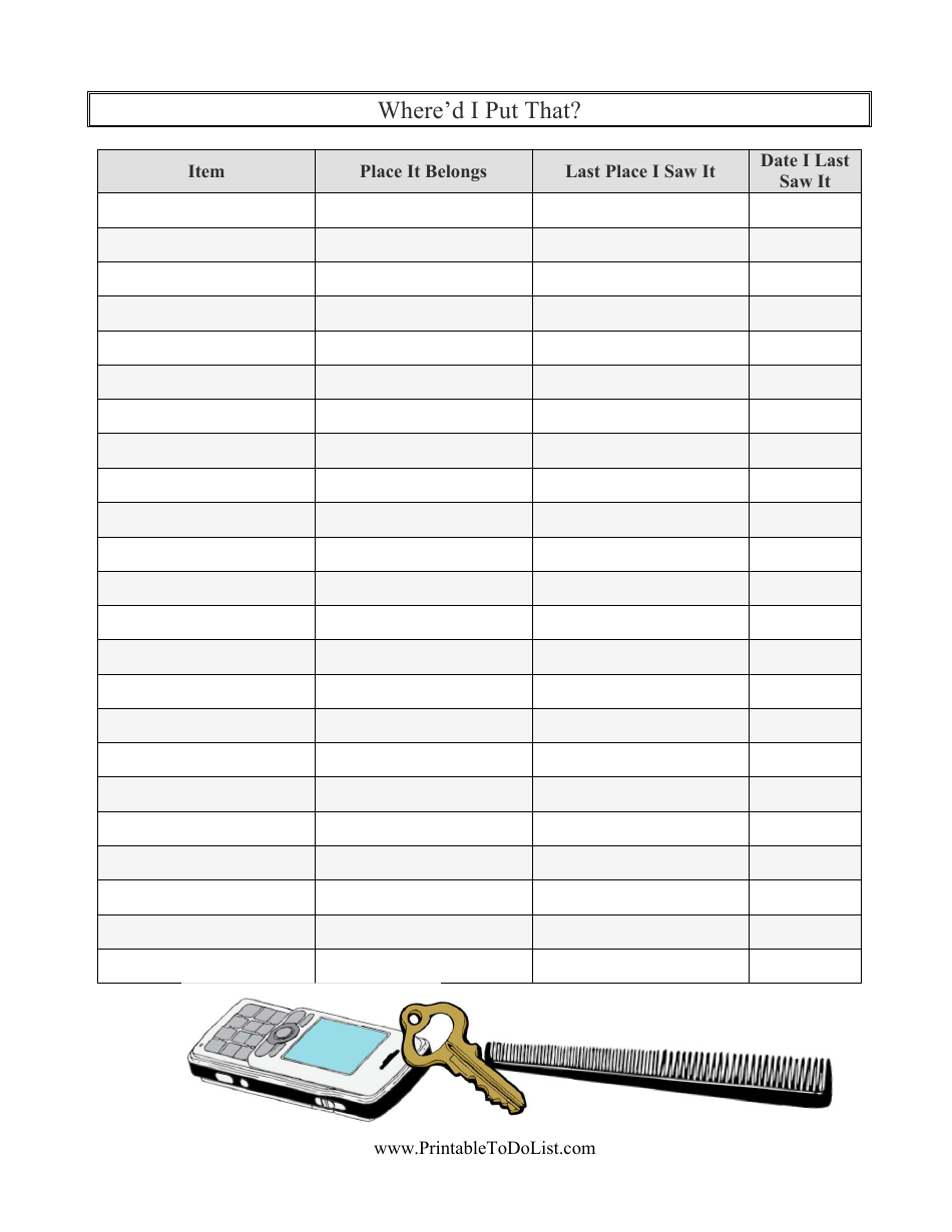 Items Inventory List Template Download Printable PDF Templateroller