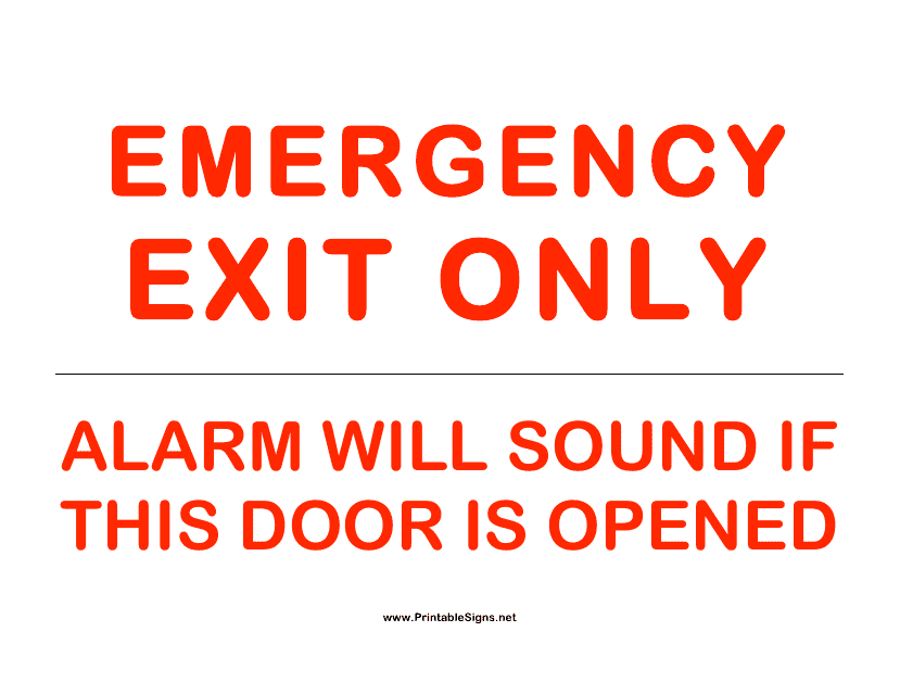 Emergency Exit Only Sign Template