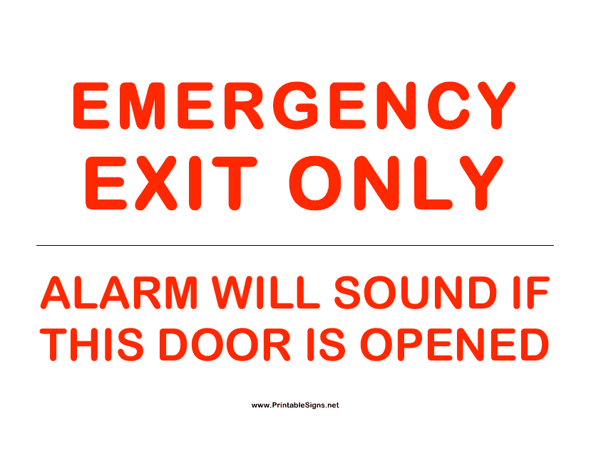 Emergency Exit Only Sign Template Download Printable PDF | Templateroller