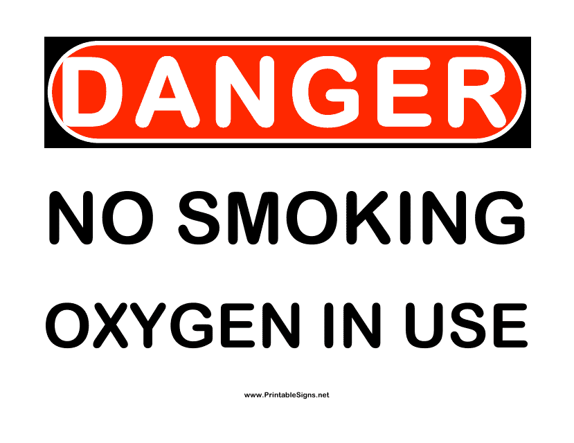 No Smoking - Oxygen in Use Danger Sign Template Image