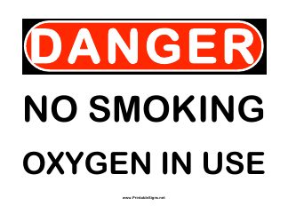 No Smoking - Oxygen in Use Danger Sign Template Download Printable PDF ...