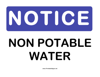 &quot;Non-potable Water Notice Sign Template&quot;