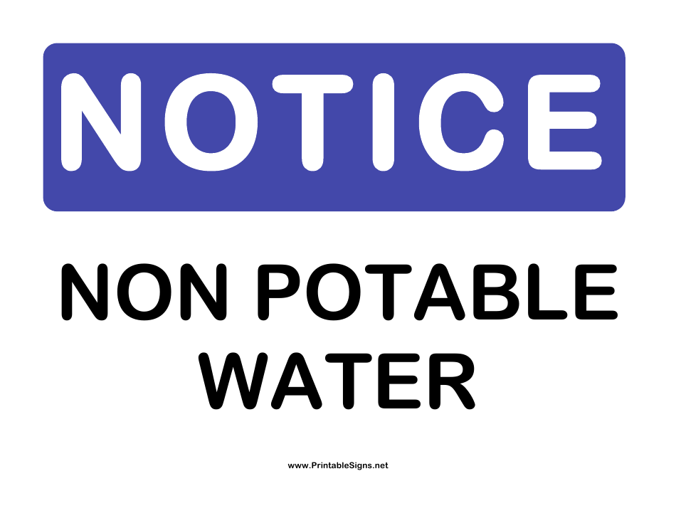 Non-potable Water Notice Sign Template