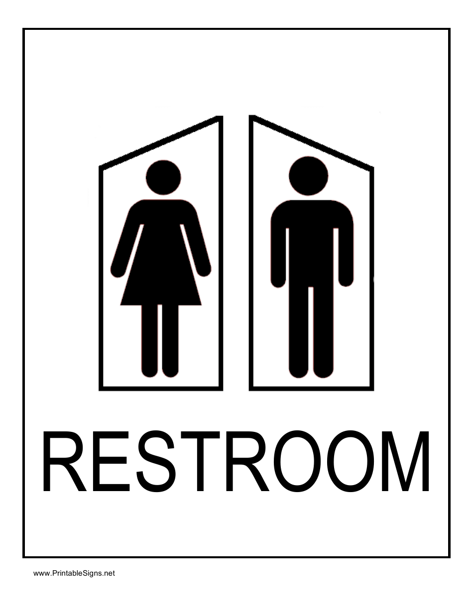 Restroom Male and Female Sign Template - A customizable design for restroom signage depicting both male and female icons.