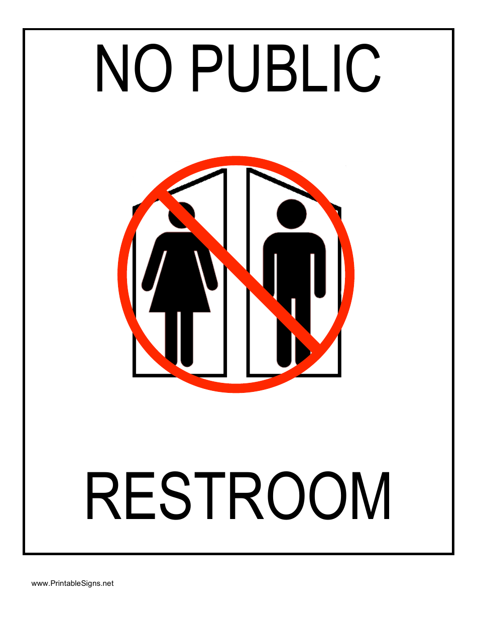 No Public Restroom Sign Template - Available for Download