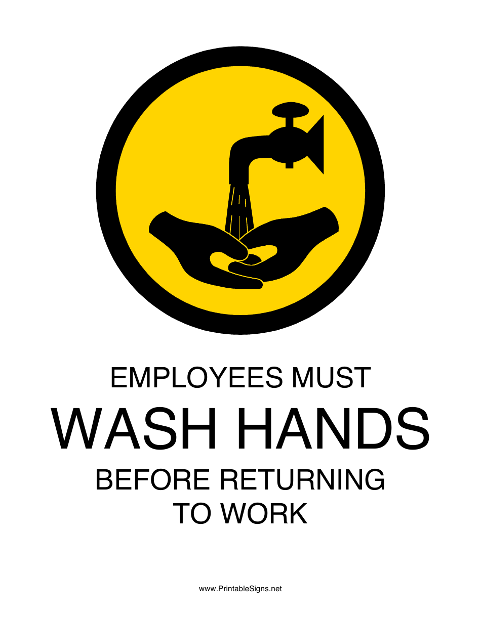 Employees Must Wash Hands Sign Template Download Printable PDF