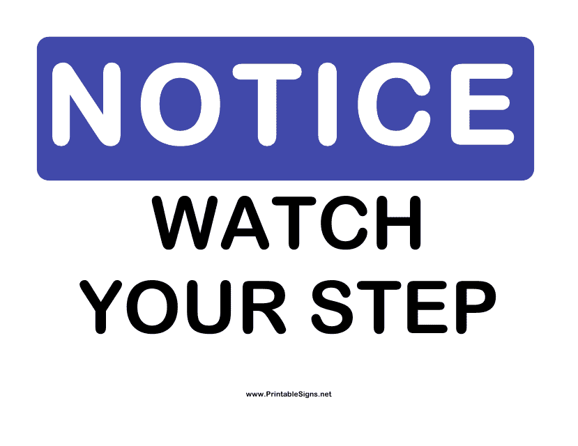 &quot;Watch Your Step Warning Sign Template&quot; Download Pdf