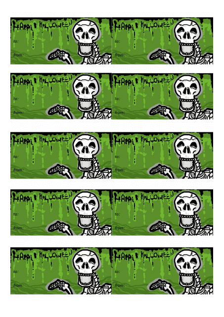 Happy Halloween Skeleton Gift Tag Template