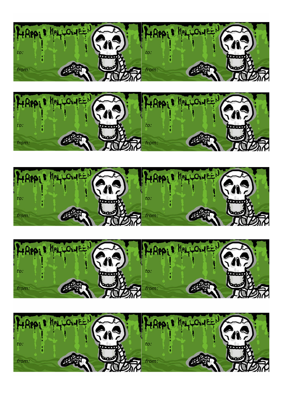 Skeleton Gift Tag Template - Halloween-themed design for a festive gift tag