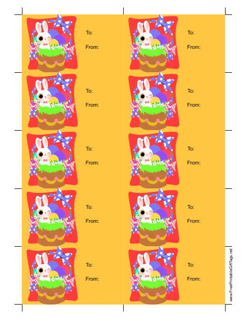 &quot;Easter Bunny Gift Tag Template&quot; Download Pdf
