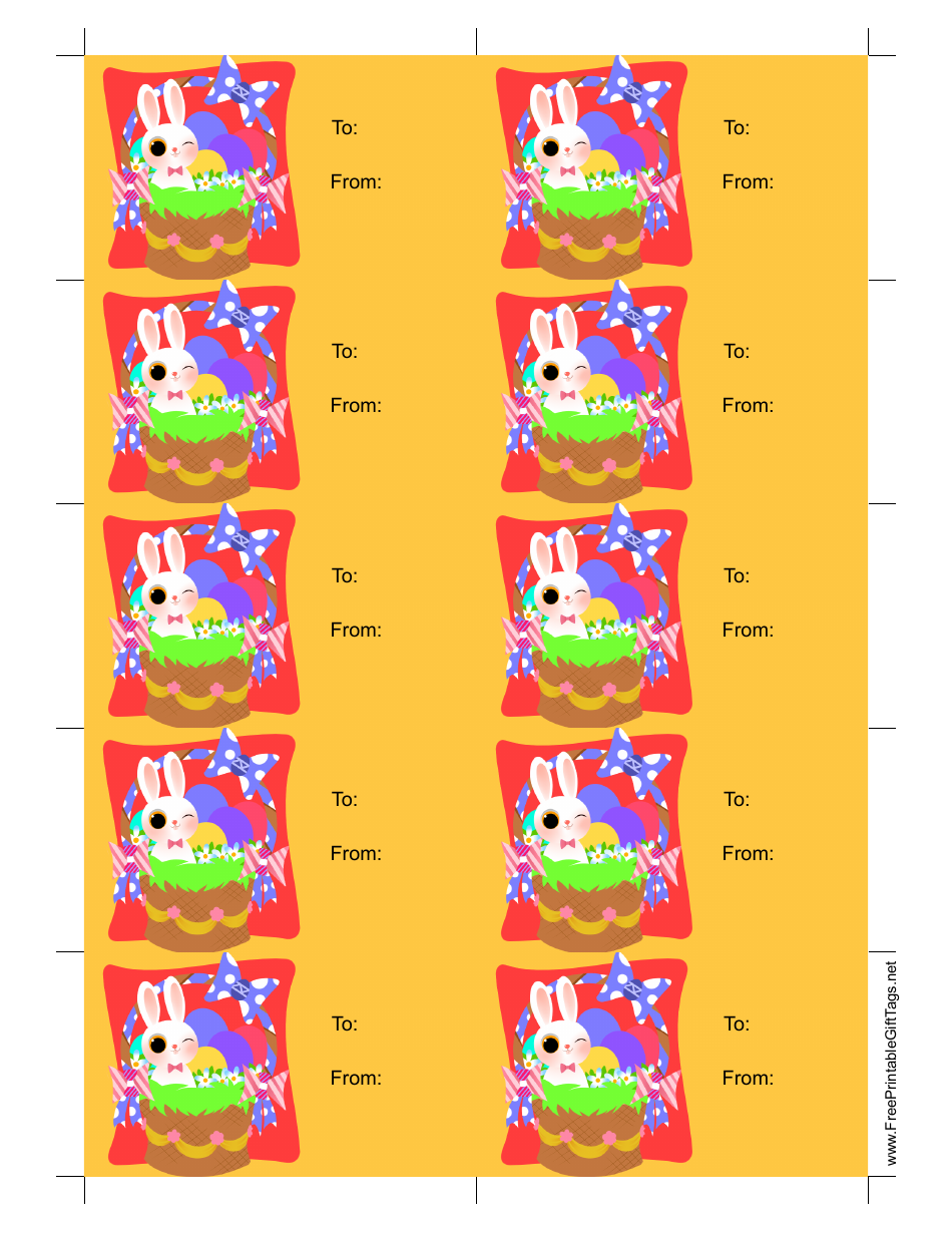 Easter Bunny Gift Tag Template - Yellow Preview Image