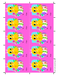 Document preview: Easter Chicken Gift Tag Template - Purple Background