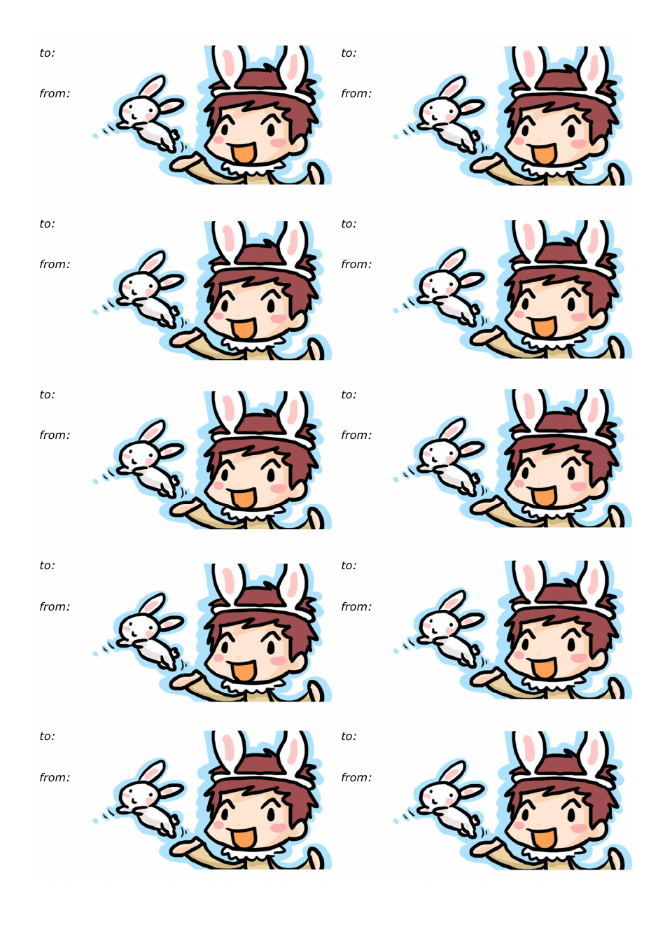 Bunny Time Gift Tag Template Preview