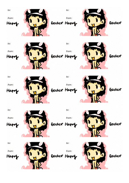 Bunny Girl Gift Tag Template - Happy Easter
