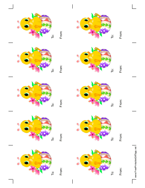 Sample Easter Chick Gift Tag Template - White Background