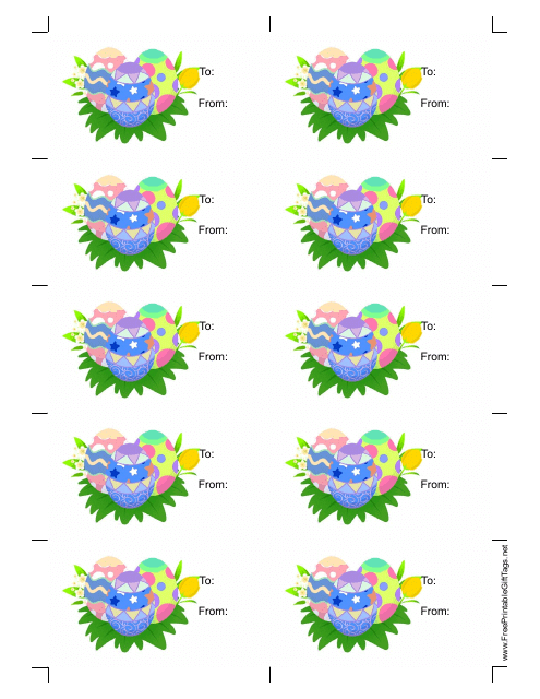 Easter Eggs Gift Tag Template - White Background