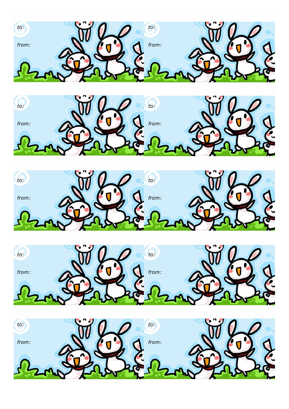 Rabbits Gift Tag Template