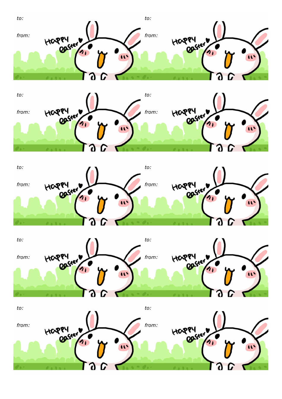 Happy Easter Gift Tag Template with Rabbit