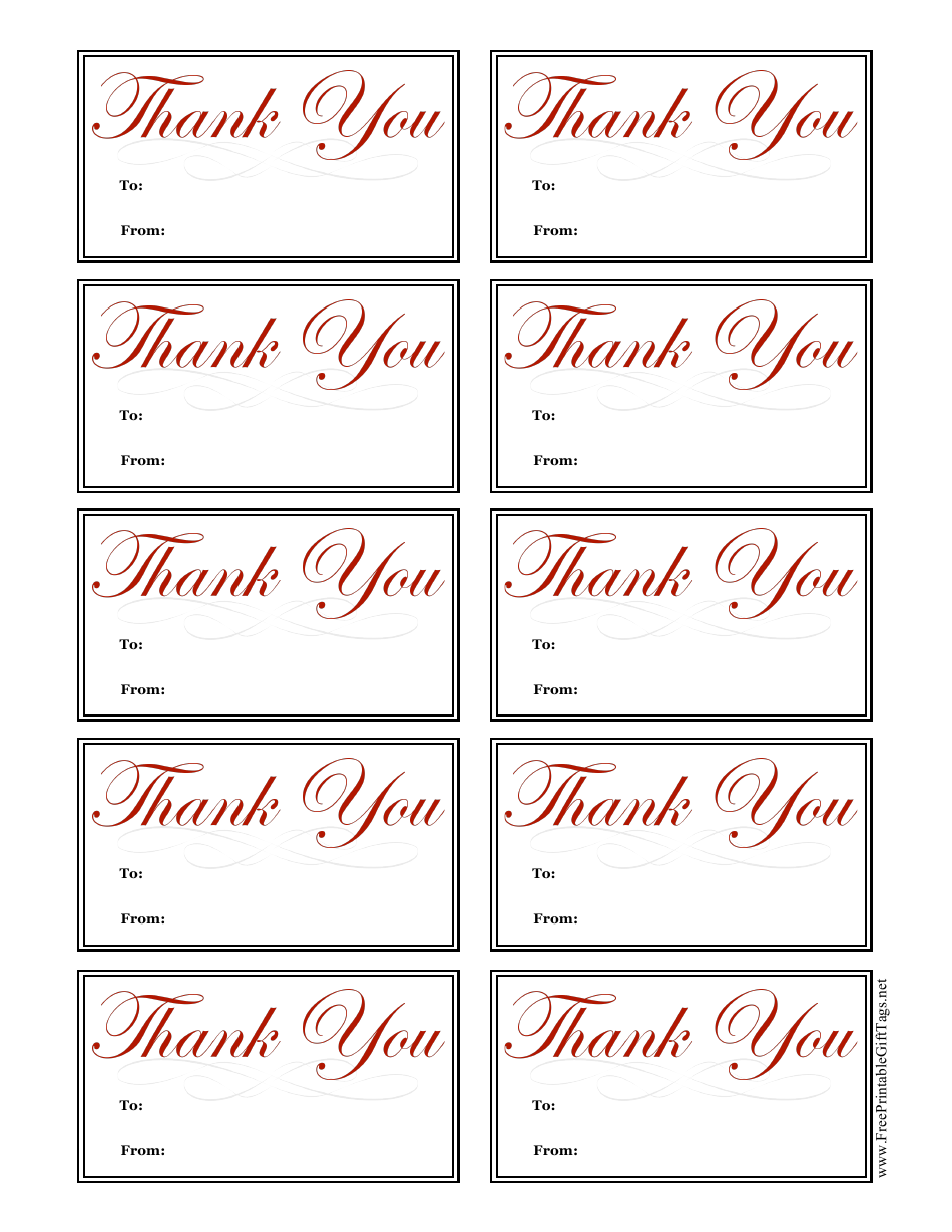 Thank You Gift Tag Template Image