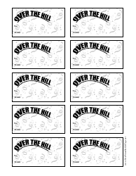 Document preview: Over the Hill Gift Tag Template