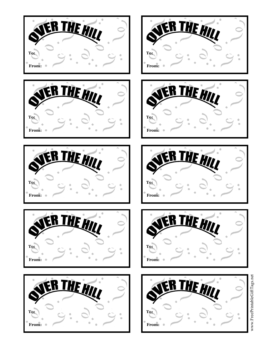 Over the Hill gift tag template
