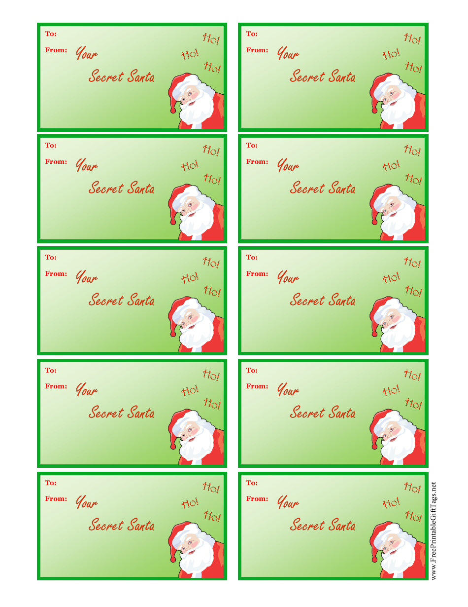Secret Santa Gift Tag Template Download Printable PDF | Templateroller