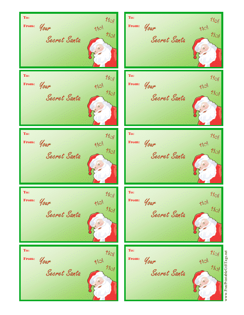 Secret Santa Gift Tag Template Download Printable PDF Templateroller