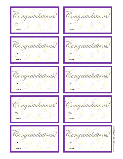 Congratulations Gift Tag Template - Free Printables