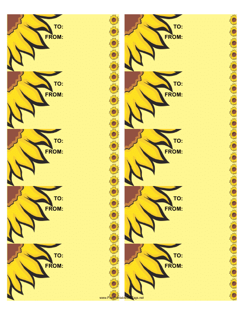 Sunflower Gift Tag Template