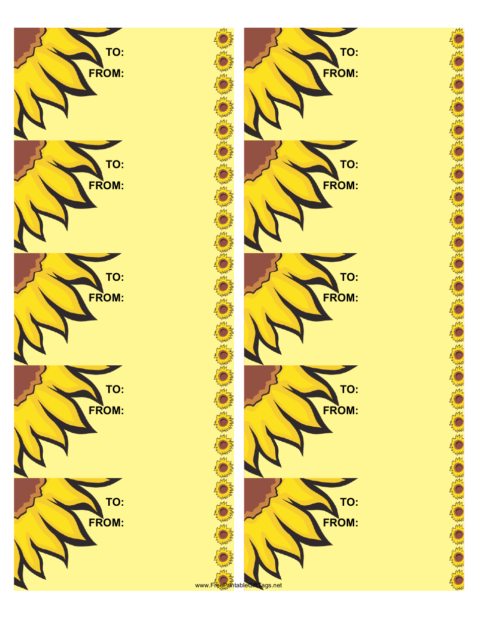 Sunflower Gift Tag Template Download Printable PDF | Templateroller