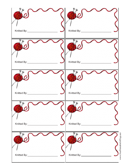 Knit Gift Tag Template