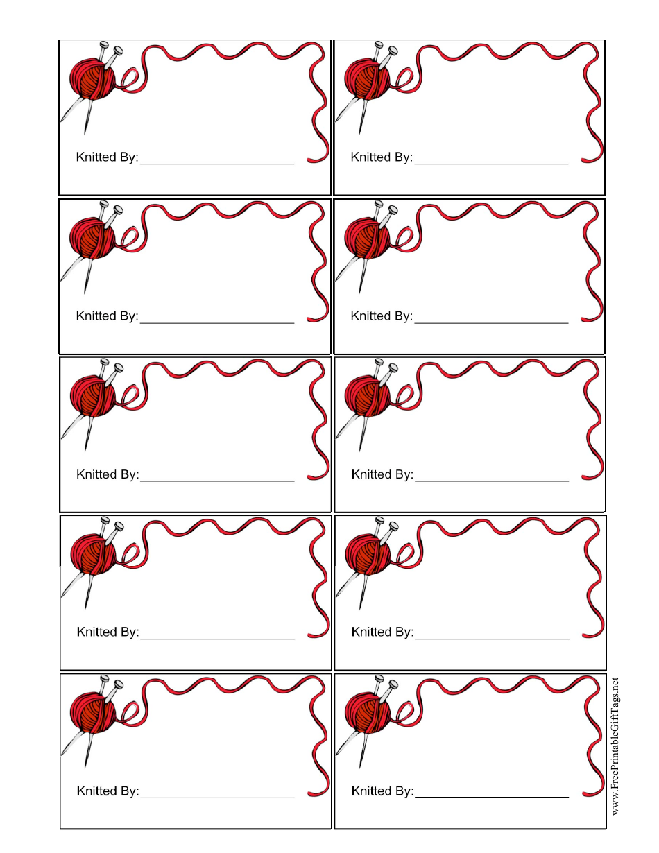 Knit Gift Tag Template Download Printable PDF | Templateroller