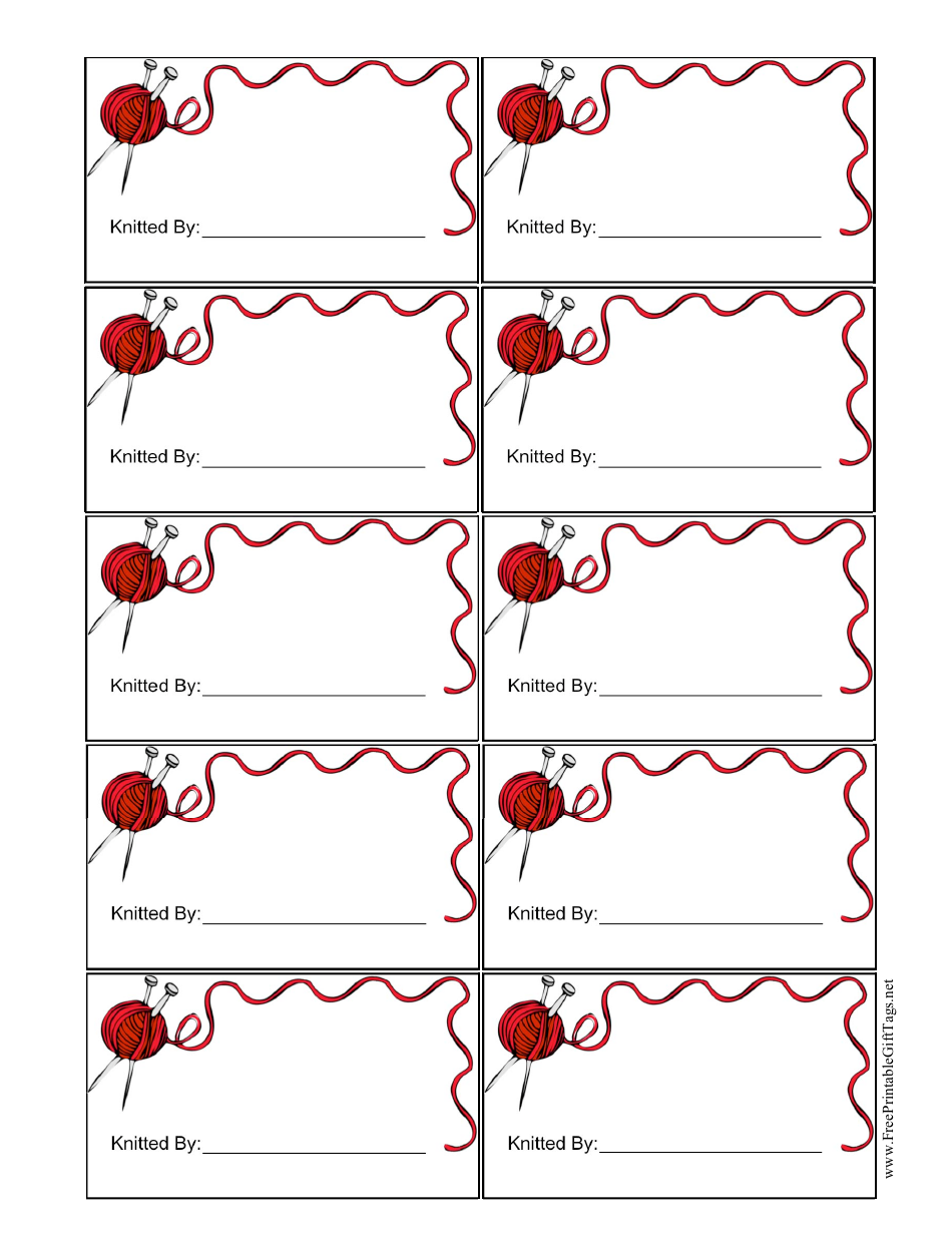 Knit Gift Tag Template