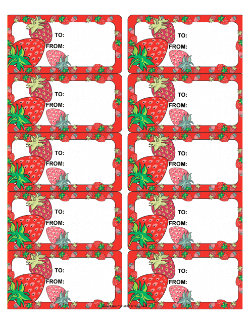 Strawberries Gift Tag Template Preview