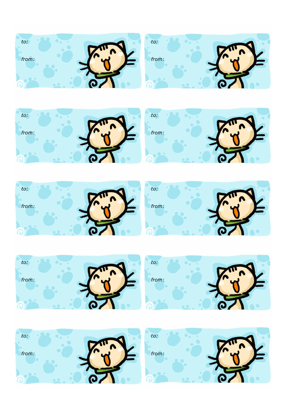 Happy Cat Gift Tag Template Image Preview