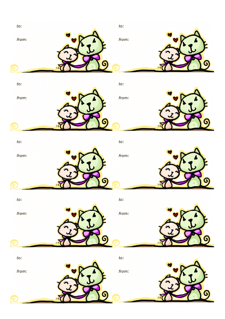 Two Cats Gift Tag Template Preview