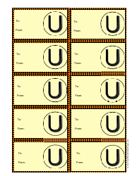 Document preview: Monogram U Gift Tag Template - Yellow