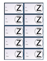 Document preview: Monogram Z Gift Tag Template