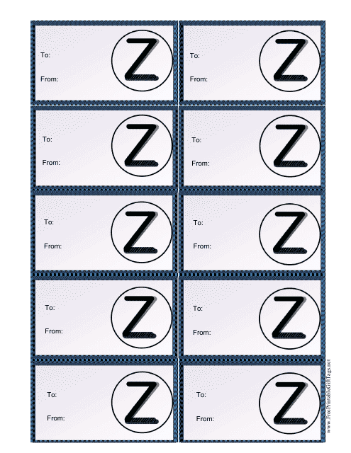 Monogram Z Gift Tag Template