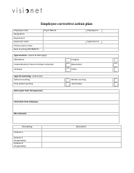 Document preview: Employee Corrective Action Plan Template - Visionet
