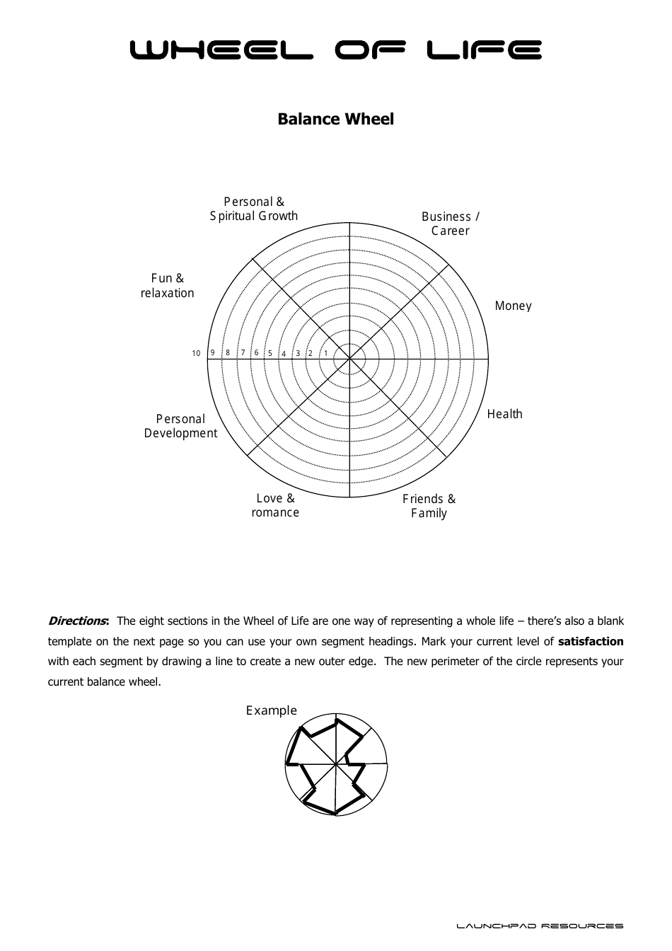 wheel of life template excel