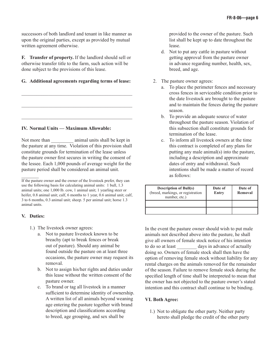 Pasture Lease Agreement Template, Page 2