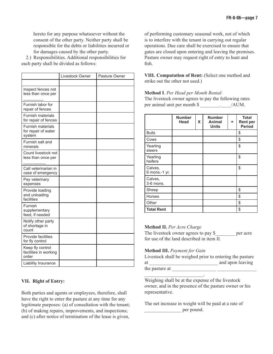 Pasture Lease Agreement Template, Page 3