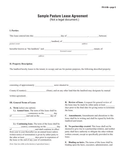 Pasture Lease Agreement Template