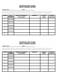 Document preview: Weekly Progress Report Template - Washington High School - Washington