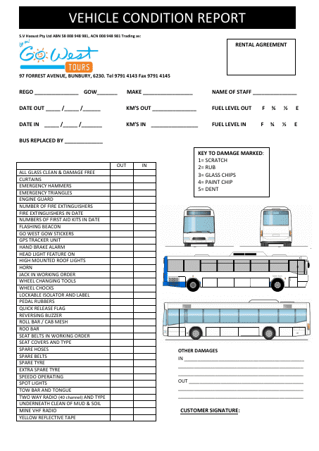 Vehicle Condition Report Template - Cowest Tours