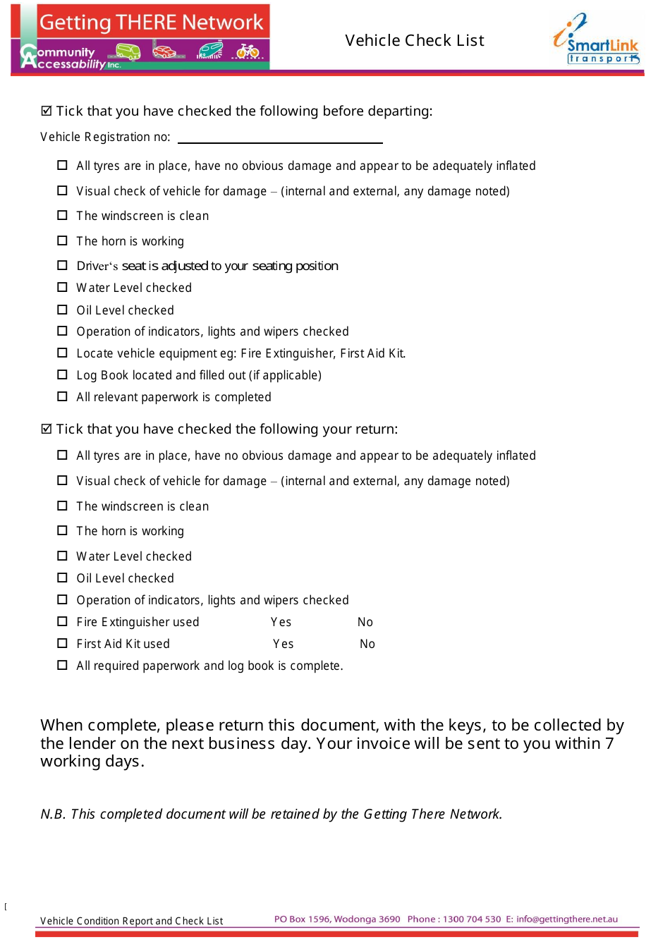 Vehicle Condition Report Template - Smartlink Transport, Page 2