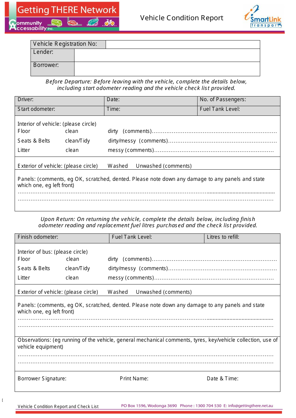 Vehicle Condition Report Template - Smartlink Transport - Fill Out ...