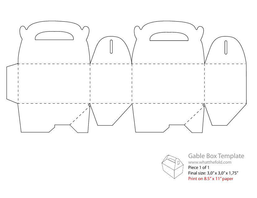 Gable Box Template Scheme With Size Download Printable PDF