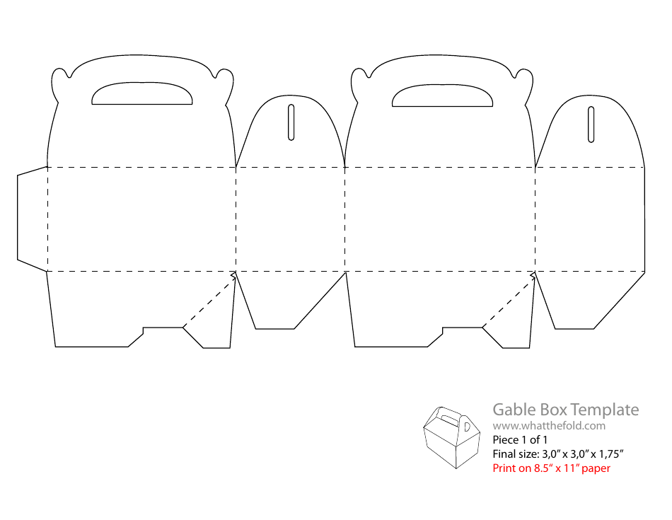 Gable Box Template with Scheme Displaying Size